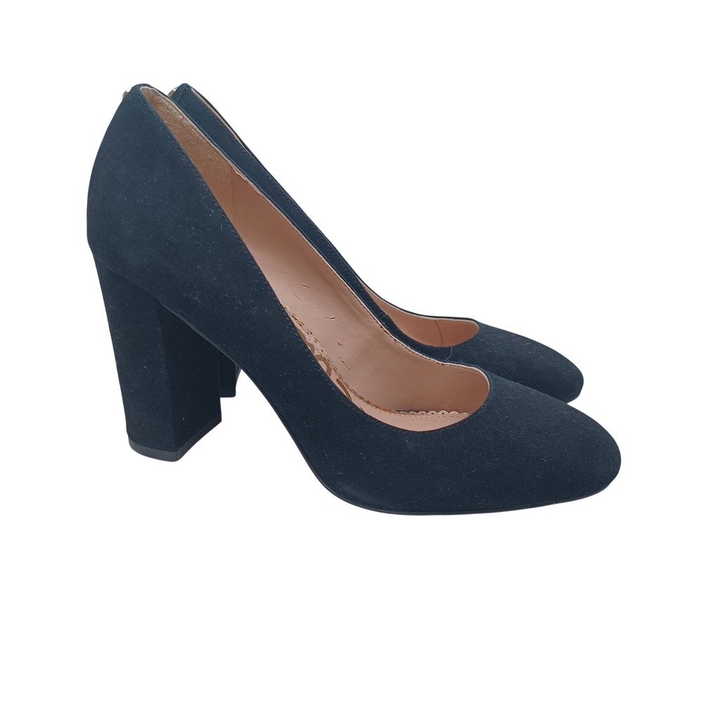Sam Edelman Stillson Black Suede Round Toe Block Heel Pumps Womens Size 7M EU 37